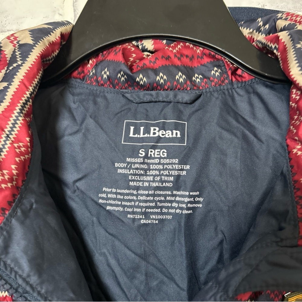 LL Bean Women's Small Katahdin Insulated Pullover Jacket Fair Isle Print Quilted - Picture 9 of 10